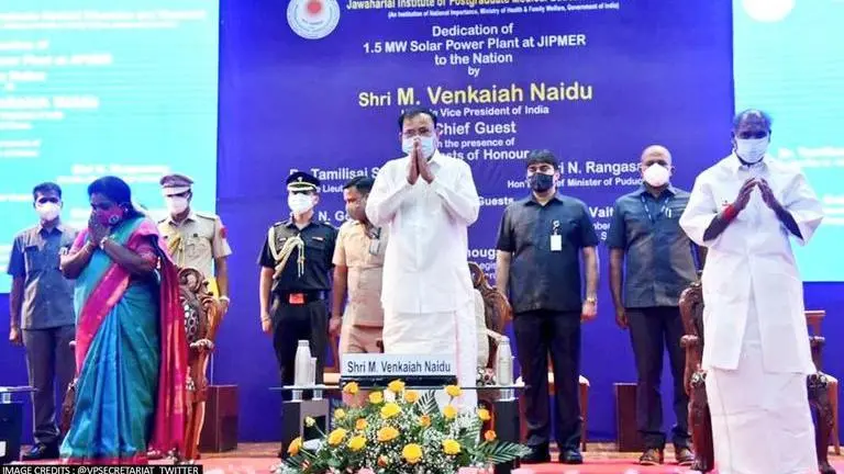 VP Naidu urges govt to adopt sustainable energy, dedicates 1.5-megawatt solar power plant Venkaiah Naidu