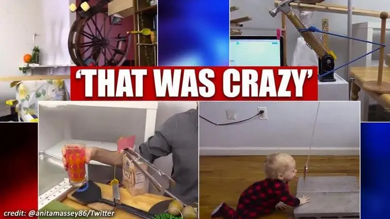 Man builds chain-reaction machine in his dining room, netizens stunned chain-reaction machines