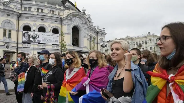 LGBTQ supporters march in central Kyiv Kyiv