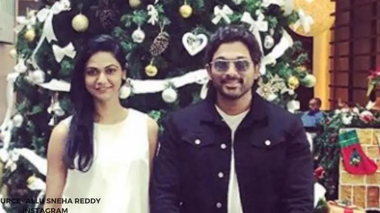 Allu Arjun poses with wife Sneha Reddy on the occasion of Telugu Karwa Chauth Allu Arjun