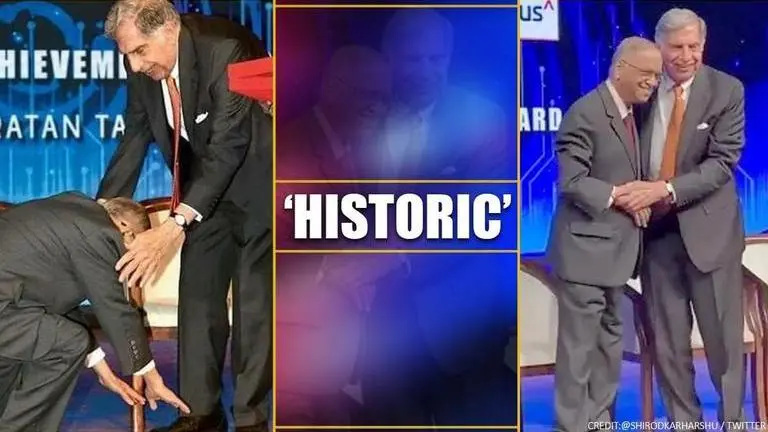 Narayana Murthy touching Ratan Tata's feet the "Biggest moment in corporate history" Narayana Murthy