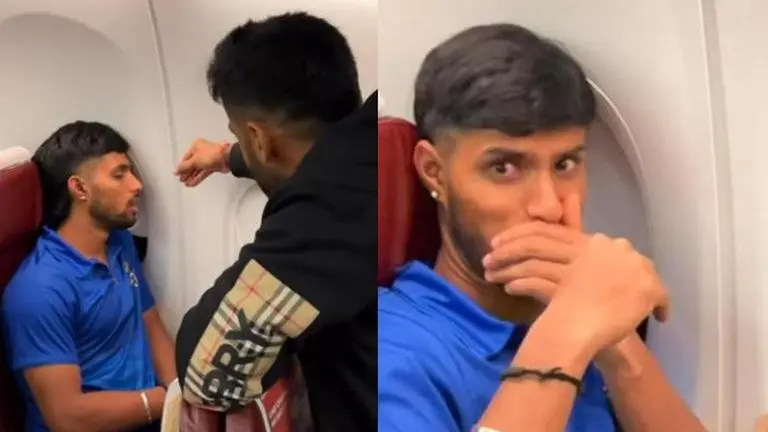 WATCH: Suryakumar Yadav pranks Tilak Varma mid-air, leaves youngster bamboozled Suryakumar Yadav and Tilak Varma