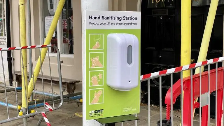 Sanitiser dispensers smashed by 'mindless' vandals in a bid to to ‘drink alcohol inside’ Sanitiser Dispensers