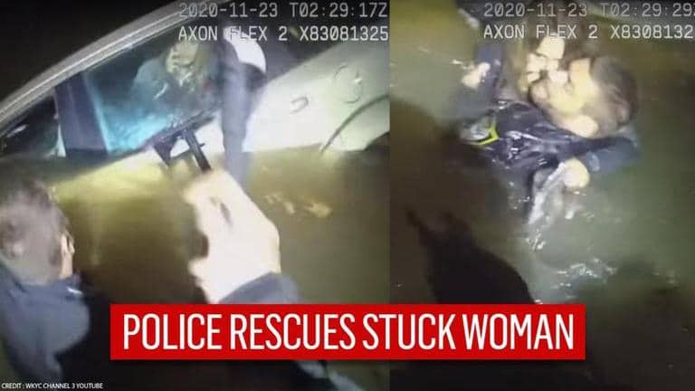 US: Nebraska Police form human chain to rescue woman from sinking car ...