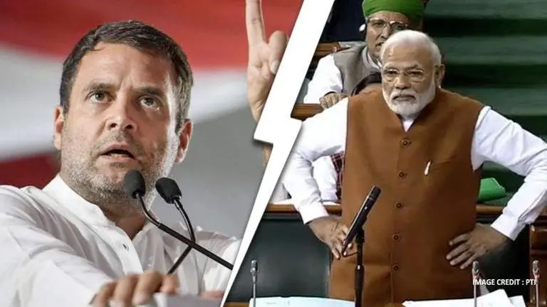 Rahul Gandhi rages at PM Modi after Congress MPs charge at BJP neta to defend his honour Rahul Gandhi