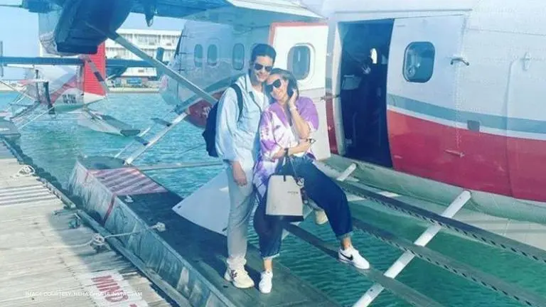 Neha Dhupia enjoys an aerial view of the Maldives with hubby Angad; posts stunning picture Neha Dhupia
