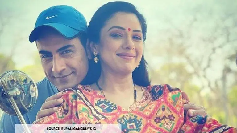 Rupali Ganguly shares picture of Anupamaa-Vanraj bike ride post testing positive for COVID Source: Rupali Ganguly's Instagram