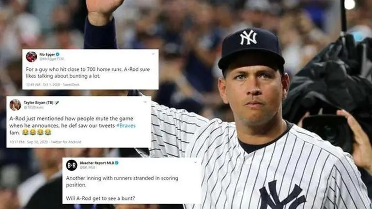 Alex Rodriguez trolled for repetitively wanting players to bunt during Braves vs Reds game alex rodriguez
