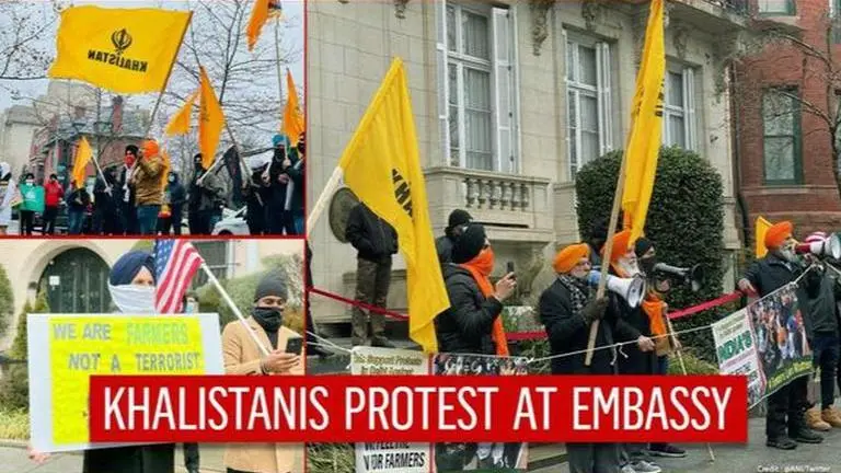Khalistan supporters protest outside Indian embassy in US in support of agitating farmers Khalistan