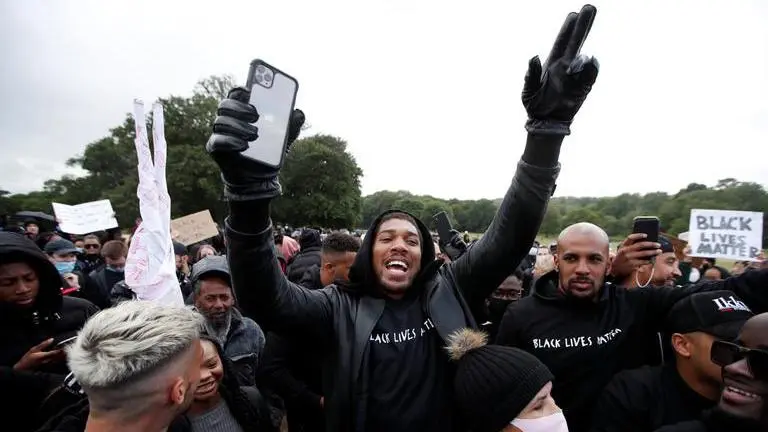 Anthony Joshua gives speech at Black Lives Matter march in home town