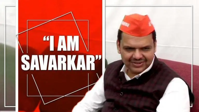 BJP MLAs don "I am Savarkar" caps to Maha Assembly in protest to Rahul Gandhi's remark Fadnavis