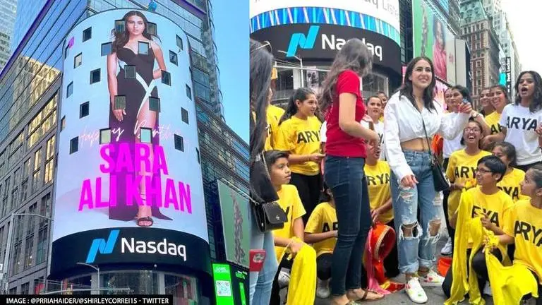 Sara Ali Khan's bday: Fans mark actor's big day with flash mob at New York's Times Square Sara Ali Khan