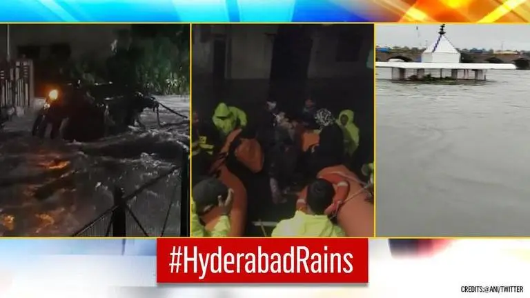 Hyderabad rains sweep away cars as rivers form on flooded streets; more showers forecasted Telangana
