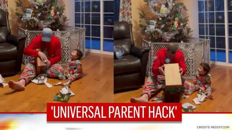 Christmas lessons: Dad shows son how to unwrap gifts, hilarious video has people in splits Christmas