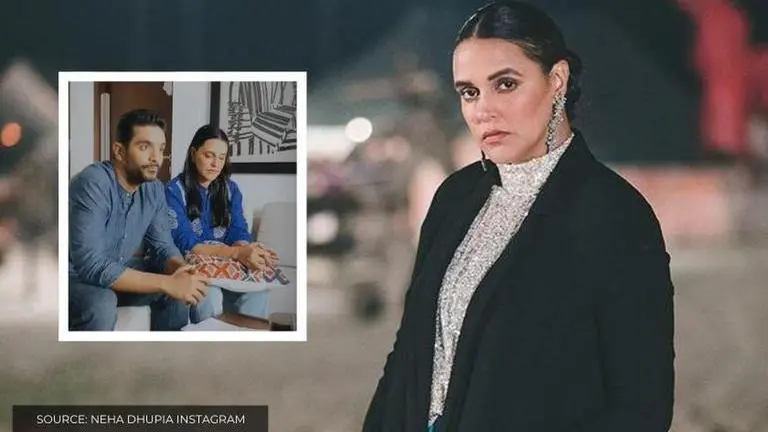Neha Dhupia shares ‘behind the scenes’ of working from home with Angad Bedi Neha Dhupia