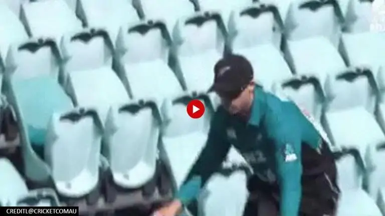 WATCH: No fans to return ball, Lockie Ferguson forced to rush into stands & search himself Lockie