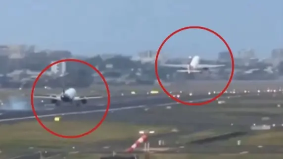 IndiGo flight lands on Runway 27 of Mumbai Airport at the same time when an Air India flight was taking off
