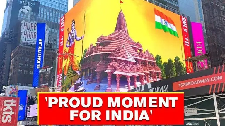New York's Times Square displays huge billboard of Ram Mandir to celebrate Bhumi Pujan New York