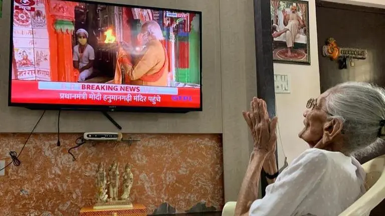 PM Modi's mother Heeraben Modi watches Ram Mandir Bhumi Pujan on TV; see pics PM Modi