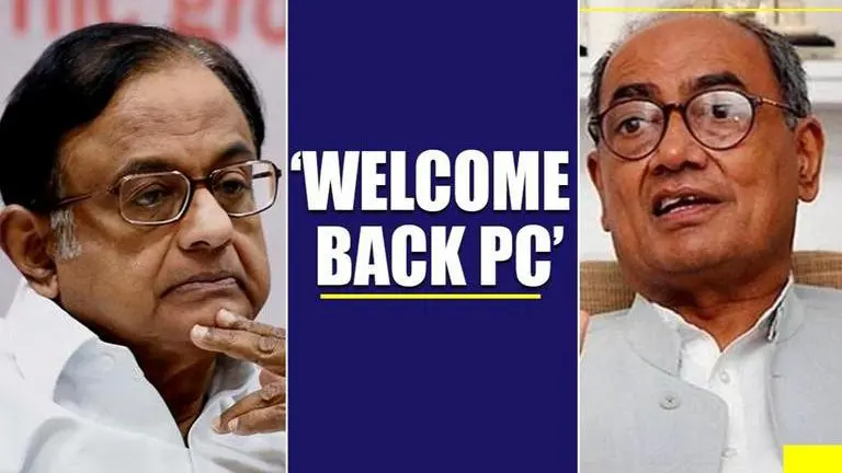 "We missed you":Digvijaya Singh welcomes P. Chidambaram Digvijaya Singh