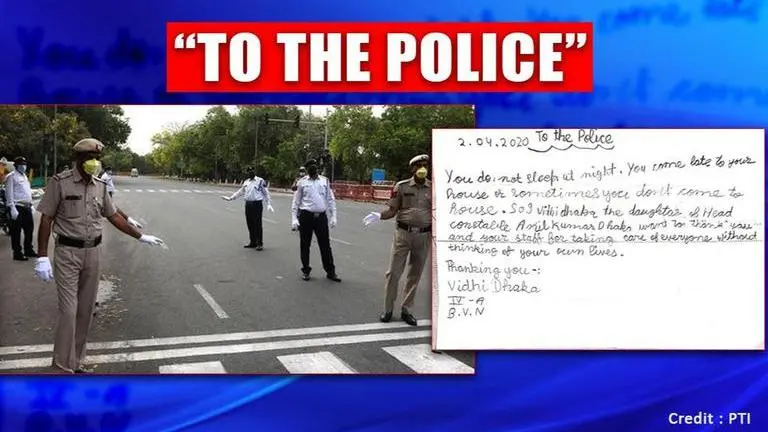 Delhi Head Constable's 8-yr-old daughter pens heart-tugging letter to Police amid lockdown Delhi