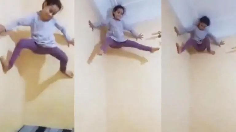 Five-year-old girl climbs wall effortlessly, viral video leaves netizens shocked; watch girl climbs wall