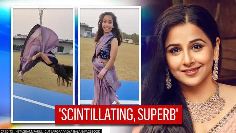 Vidya Balan reacts after watching Parul Arora's elegant physics-defying saree flip; Watch Vidya Balan