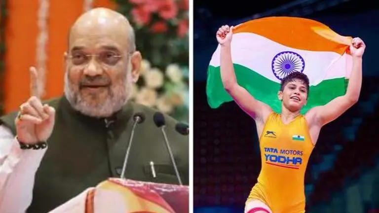 Amit Shah congratulates Antim Panghal for historic achievement at U-20 World Championships Amit Shah, Antim Panghal, U-20 World Championships, Antim Panghal gold, wrestling, Antim Panghal career, Antim Panghal name