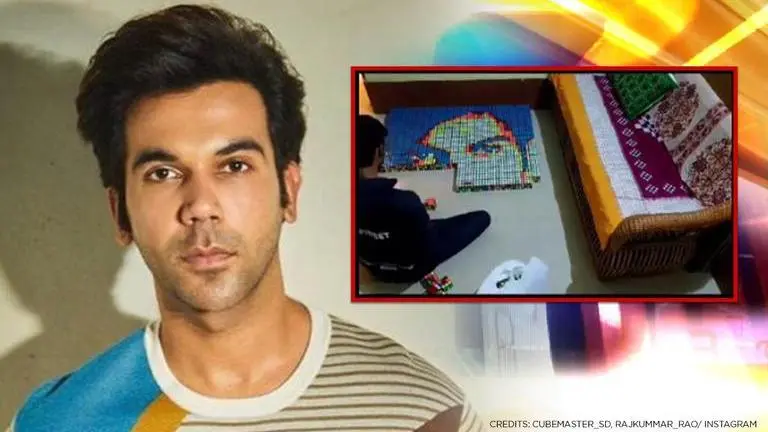 Rajkummar Rao's fan creates his portrait using 500 Rubik’s cubes, actor lauds artwork Man creates Rajkummar Rao's portrait with 500 Rubik’s cubes, actor pours in his love