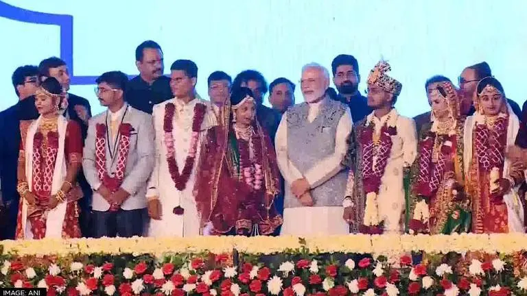PM Modi attends mass wedding of over 550 girls at 'Papa Ni Pari' Lagnotsav in Gujarat PM Modi