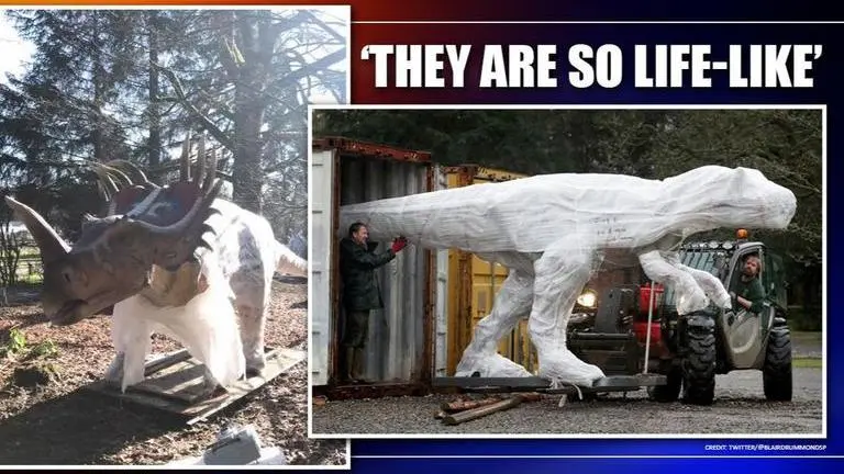 Life-size dinosaurs arrive at safari park in UK to form new exhibition, people can't wait dinosaurs
