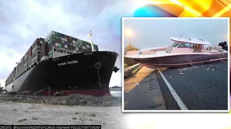 After Suez Canal crisis, Florida boat blocks entire highway, halting interstate traffic @OliviaIversonTV/FloridaHighway/Twitter/AP