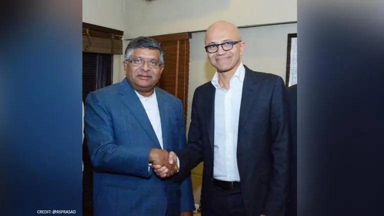 Visiting Microsoft CEO Satya Nadella meets Ravi Shankar Prasad; data sovereignty discussed Satya Nadella