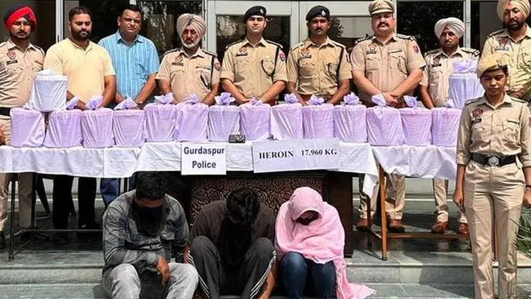 Three smugglers held in Punjab's Gurdaspur, around 18 kg heroin recovered