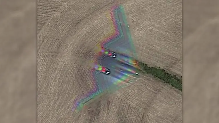 Google Maps detects stealth bomber aircraft over crop fields; photo goes viral in Reddit Google Maps