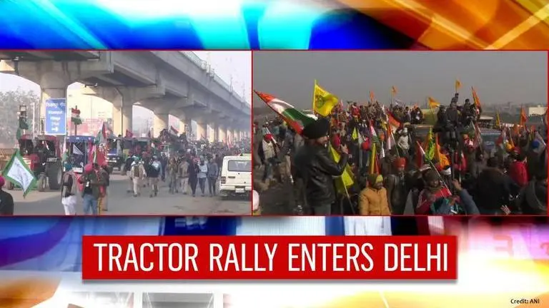 Tractor Rally: Protesting farmers break police barricades at Tikri border to enter Delhi republic day
