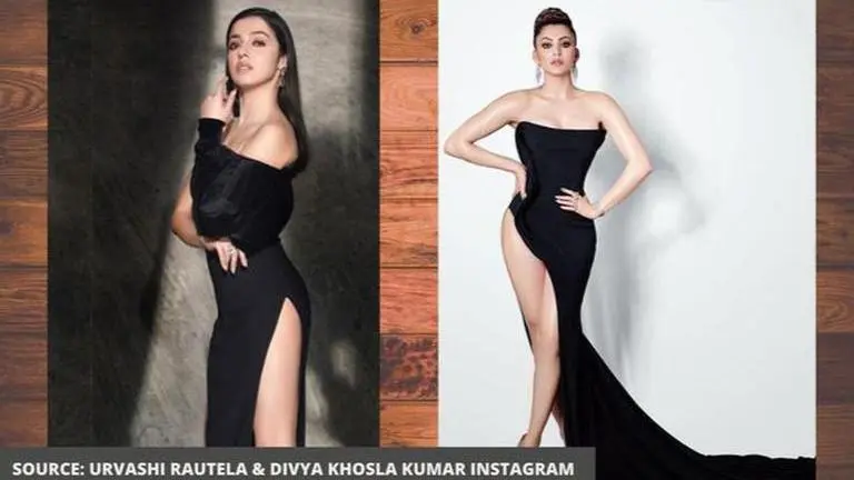 Fashion Face off: Urvashi Rautela vs Divya Khosla Kumar in dazzling black thigh-slit dress Urvashi Rautela