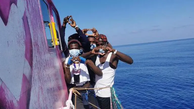 Migrants rescued by Banksy ship brought to Italy Migrants rescued by Banksy ship brought to Italy