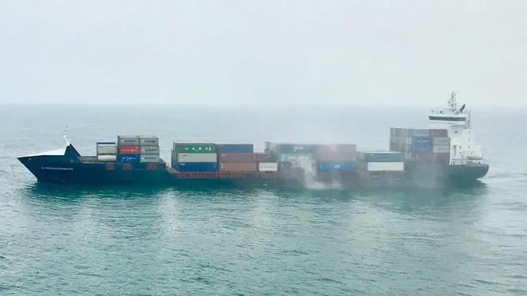 Container vessel catches fire off West Bengal coast; ICG ships and aircraft deployed Container ship