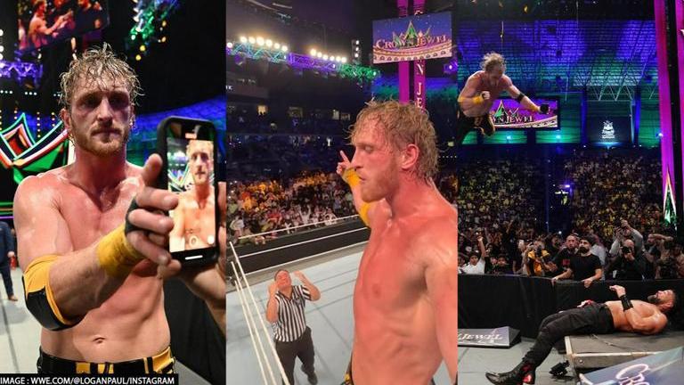 Crown Jewel Logan Paul Films Himself Hitting Roman Reigns With Frog Splash Through Table