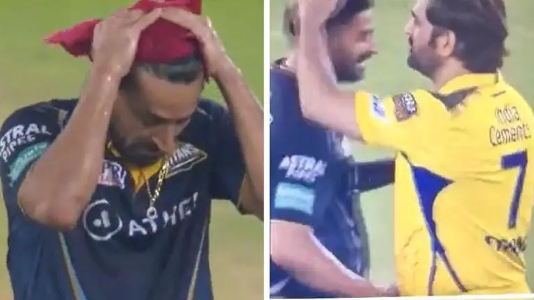 IPL 2023: MS Dhoni consoles heartbroken former CSK player Mohit Sharma- WATCH MS Dhoni and Mohit Sharma