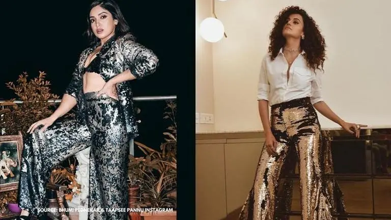 Bhumi Pednekar or Tapsee Pannu: Which diva looked dazzling in shimmer pants? Bhumi Pednekar