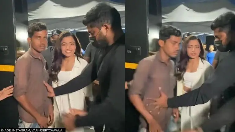 Rashmika Mandanna obliges fan with pic amid security interruption, wins netizens' hearts Rashmika Mandanna