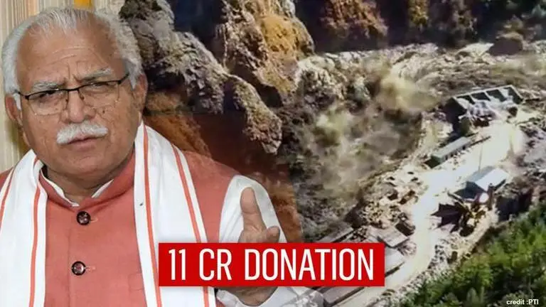 Haryana CM's fund donates 11cr for Uttarakhand, says, 'all possible help will be provided' Haryana CM donates Rs 11 crore to the USDRF, says, 'all possible help will be provided'