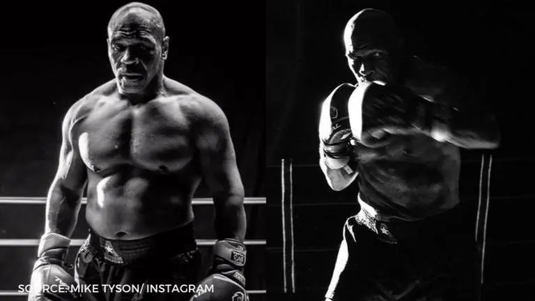 Mike Tyson goes old school, shows off his physique while wearing iconic black trunks mike tyson