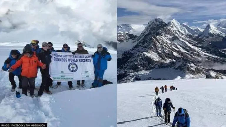 Climbers set world record by participating in fitness class at Nepal's Mera Peak Nepal