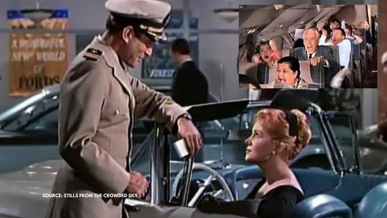 'The Crowded Sky Cast' was headlined by Dana Andrews, Rhonda Fleming & others the crowded sky cast