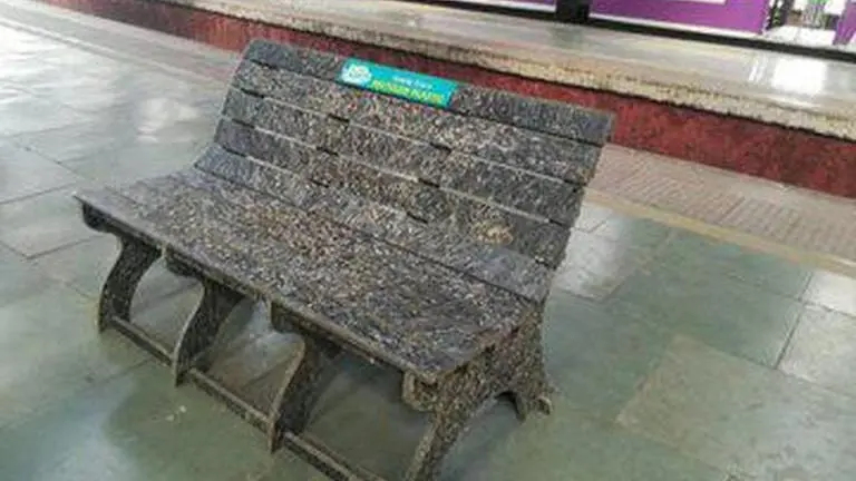 Three benches made of recycled plastic installed at Churchgate benches