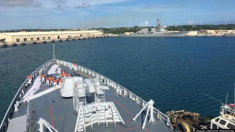 Indian Navy Ships reach Guam to participate with QUAD nations in Ex-Malabar-2021 Indian Navy