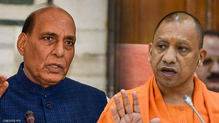 Defence Minister Rajnath Singh talks to UP CM Yogi Adityanath amid ...